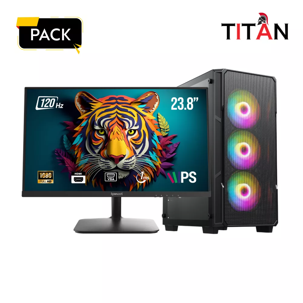 Pc Gamer TITAN PK04 R5 5500 | RTX 3050 8GB | 16GB | Ecran 24